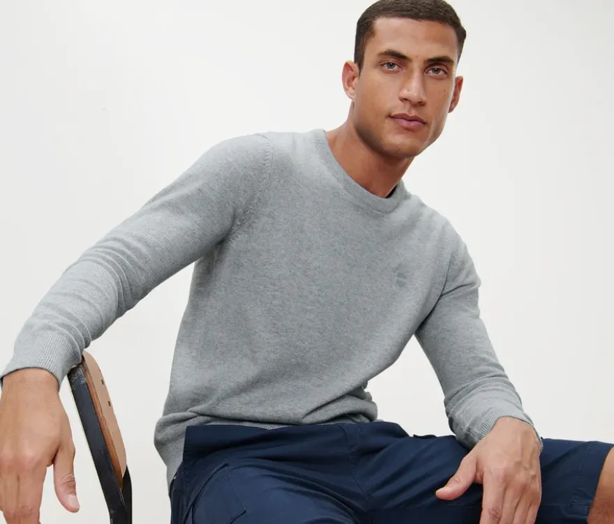 Pullover mit Rundhalsausschnitt, grau