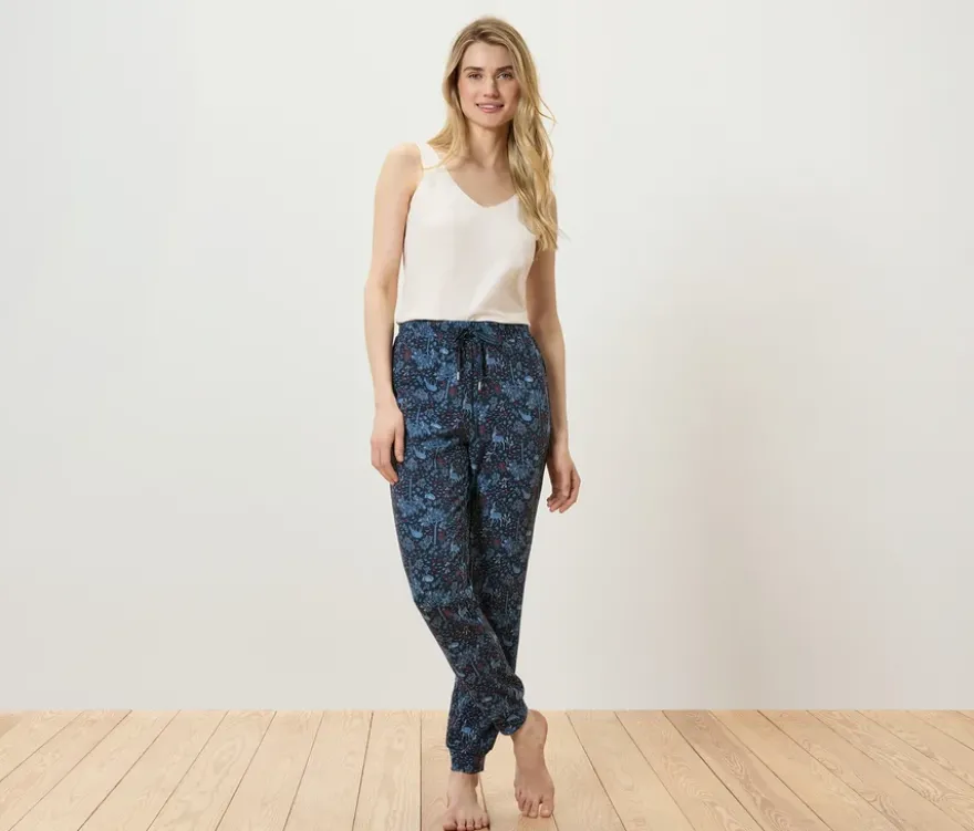Pyjamahose, blau mit Alloverprint