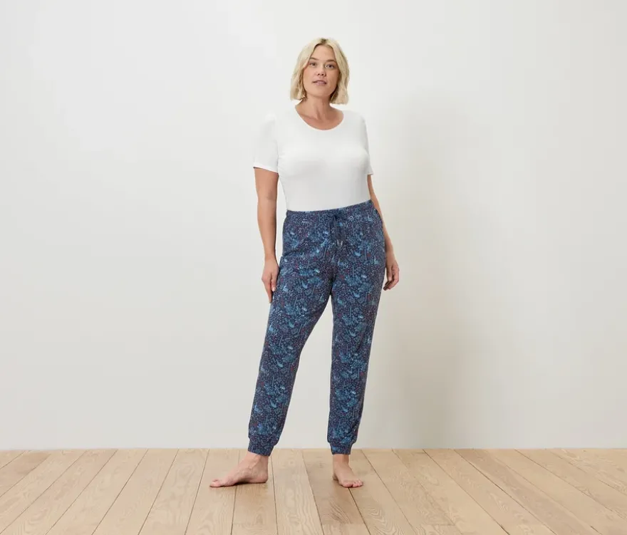 Pyjamahose, blau mit Alloverprint