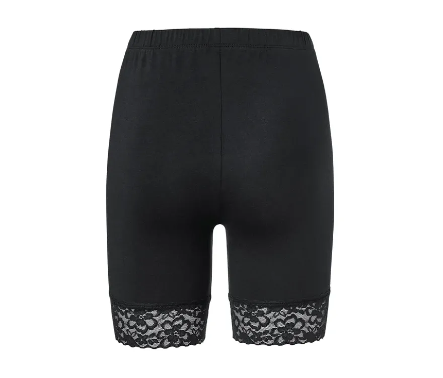 Radlershorts mit Spitzenborte, schwarz
