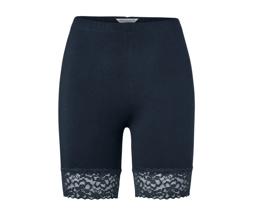 Radlershorts mit Spitzenborte, dunkelblau