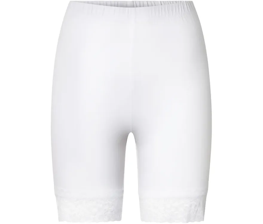 Radlershorts mit Spitzenborte, weiß
