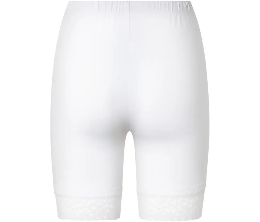 Radlershorts mit Spitzenborte, weiß