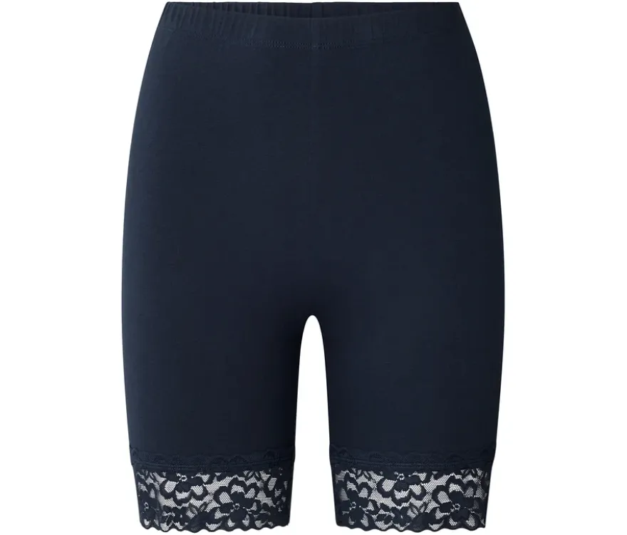 Radlershorts mit Spitzenborte, dunkelblau