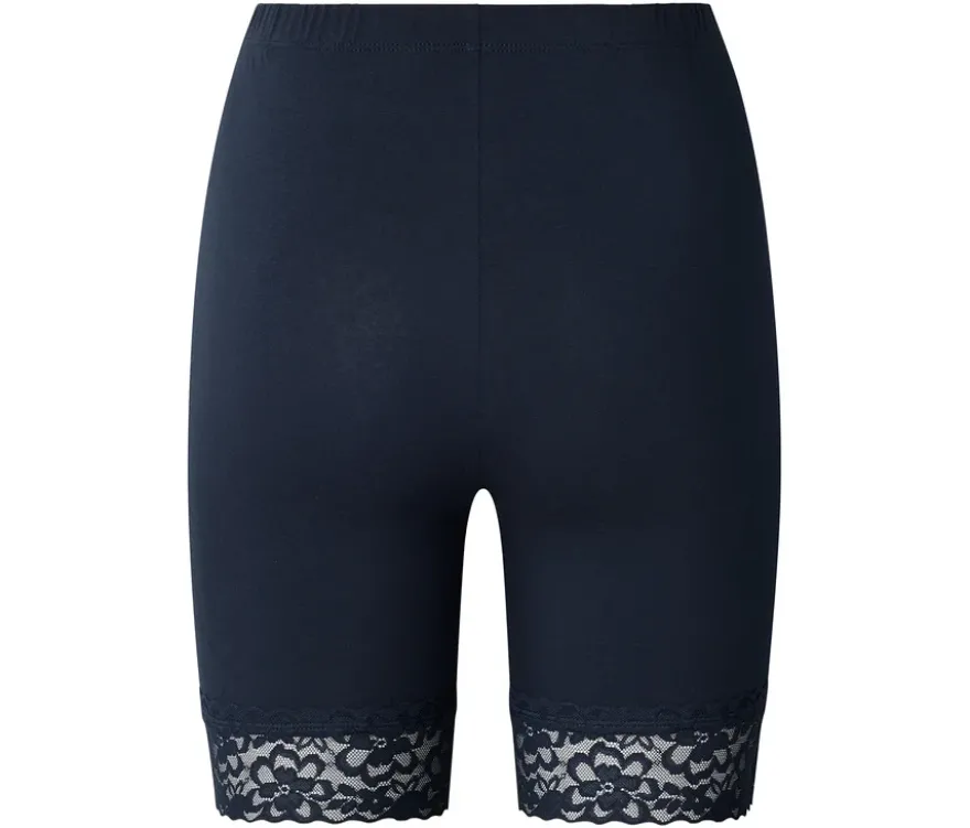 Radlershorts mit Spitzenborte, dunkelblau