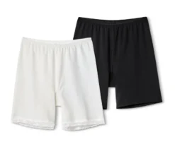 2 Radler-Shorts, schwarz und weiß