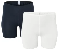 2 Radler-Shorts, weiß und dunkelblau