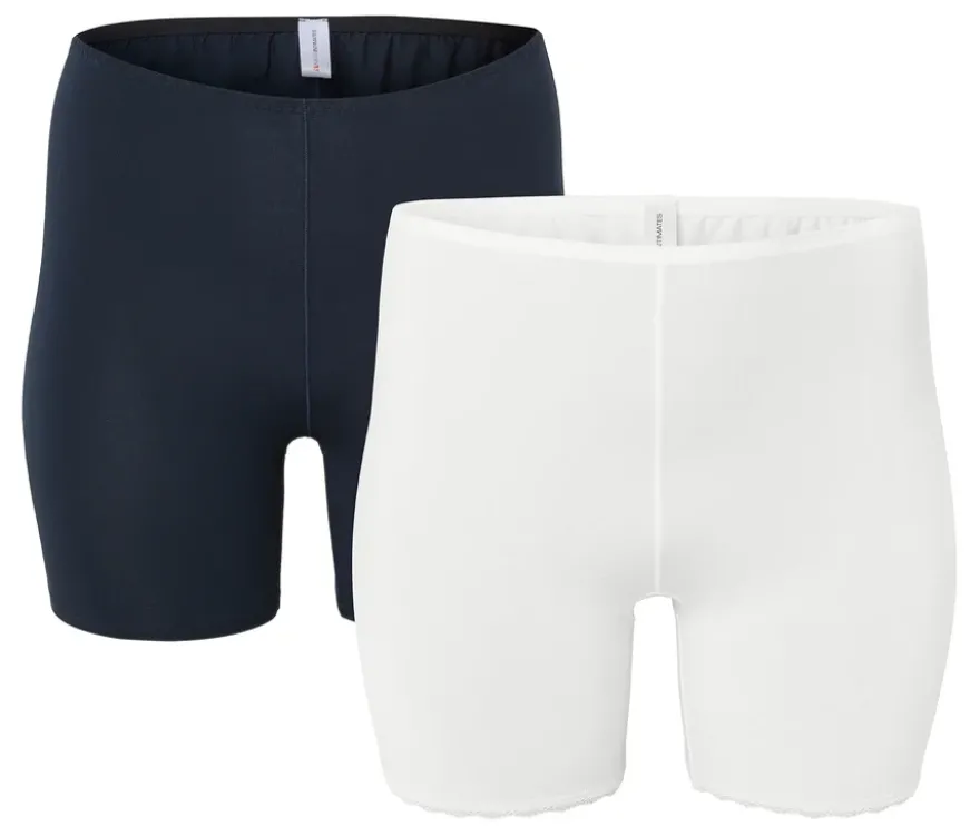 2 Radler-Shorts, weiß und dunkelblau