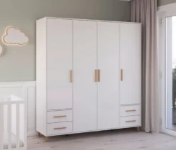 Rauch Drehtürenschrank »Shinjo«, 4-türig, 4 Schubladen, weiß
