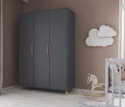 Rauch Drehtürenschrank »Shinjo«, 3-türig Basic-Ausstattung, graumetallic