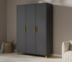 Rauch Drehtürenschrank »Shinjo«, 3-türig Basic-Ausstattung, graumetallic
