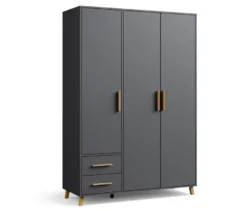 Rauch Drehtürenschrank »Shinjo«, 3-türig, 2 Schubladen, grau-metallic