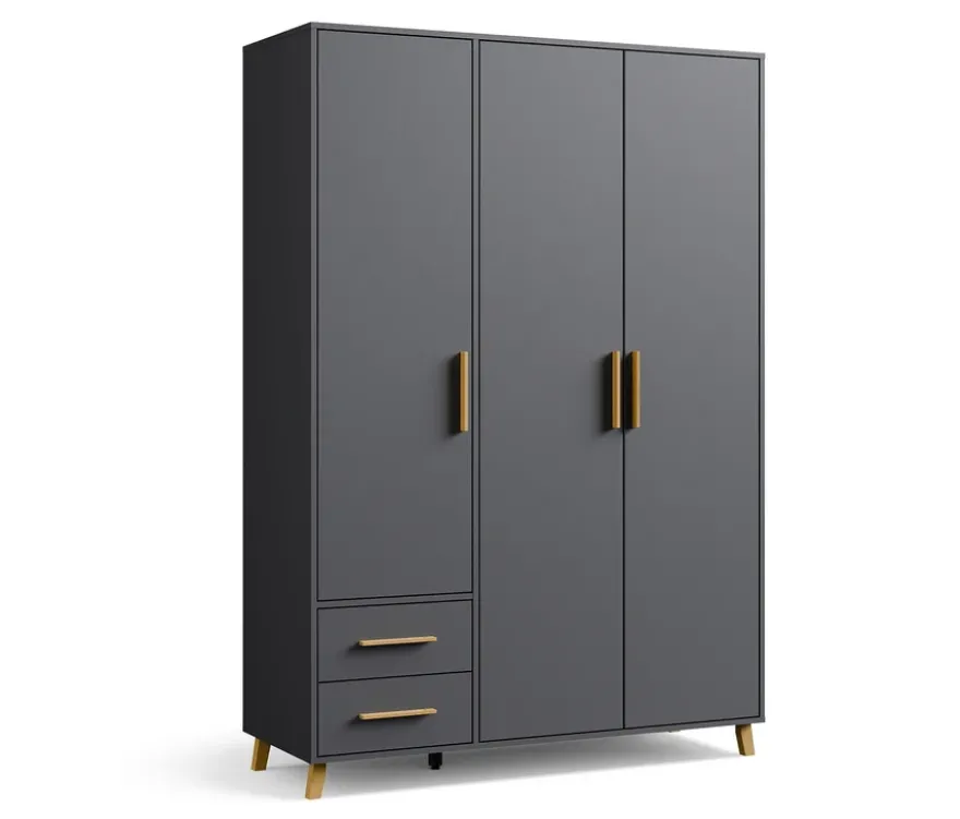 Rauch Drehtürenschrank »Shinjo«, 3-türig, 2 Schubladen, grau-metallic