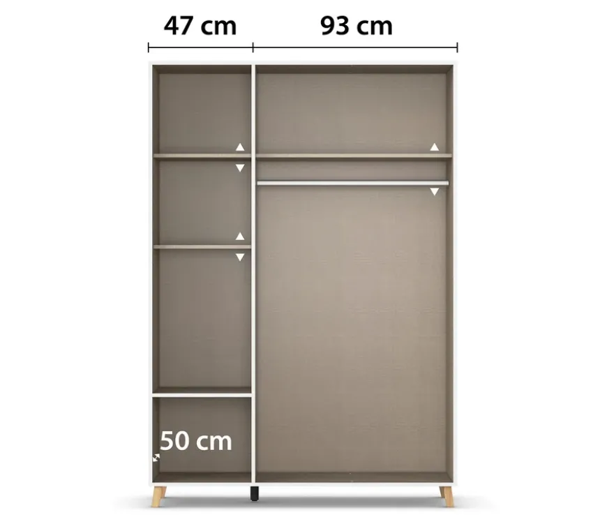 Rauch Drehtürenschrank »Shinjo«, 3-türig, 2 Schubladen, grau-metallic