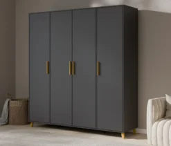 Rauch Drehtürenschrank »Shinjo«, 4-türig Premium-Ausstattung, graumetallic