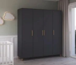 Rauch Drehtürenschrank »Shinjo«, 4-türig Basic-Ausstattung, graumetallic