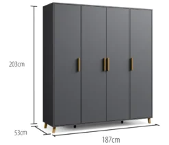Rauch Drehtürenschrank »Shinjo«, 4-türig Basic-Ausstattung, graumetallic