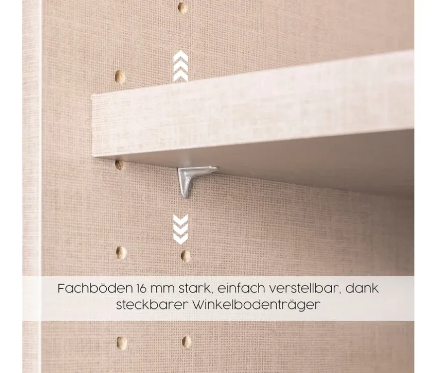 Rauch Drehtürenschrank "Skandi" 6-türig mit vier Schubladen, beige/champagner
