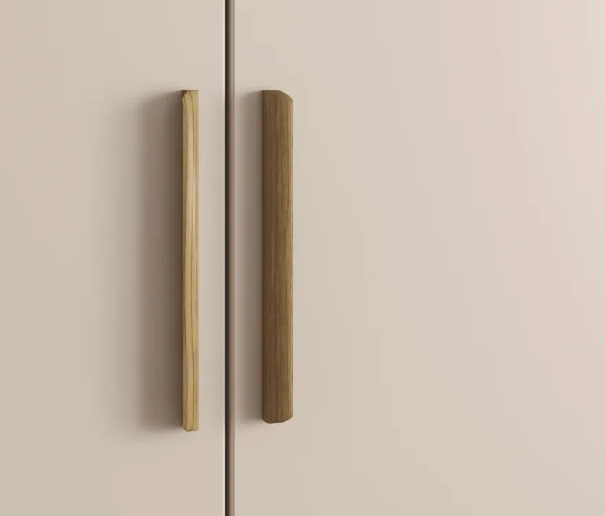 Rauch Drehtürenschrank "Skandi" 6-türig mit vier Schubladen, beige/champagner