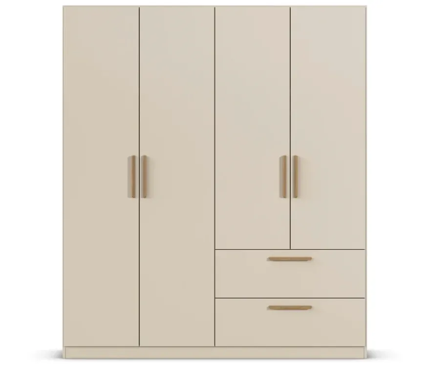 Rauch Drehtürenschrank "Skandi" 4-türig mit zwei Schubladen, beige/champagner