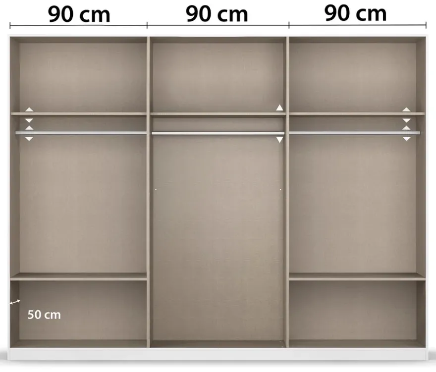 Rauch Drehtürenschrank "Skandi" 6-türig mit vier Schubladen, grau-metallic