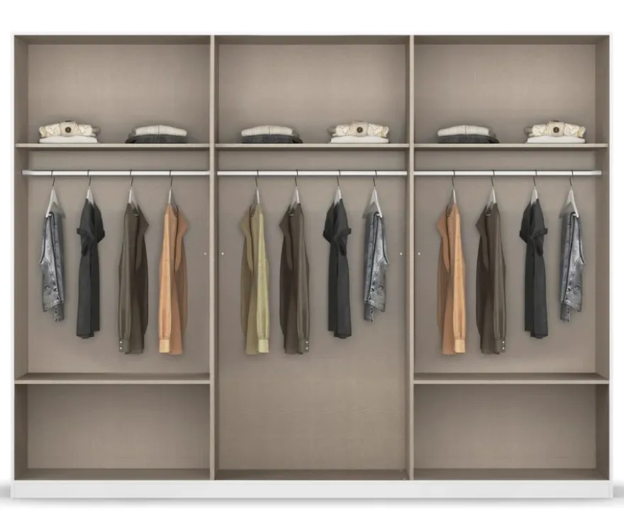 Rauch Drehtürenschrank "Skandi" 6-türig mit vier Schubladen, grau-metallic