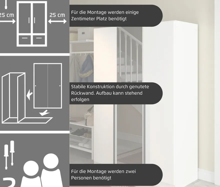 rauch Kleiderschrank »Alba« 2-türig, mit Spiegel, weiß