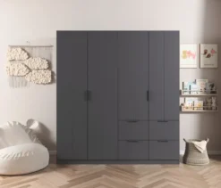rauch Kleiderschrank »Ella«, 4-türig, grau metallic