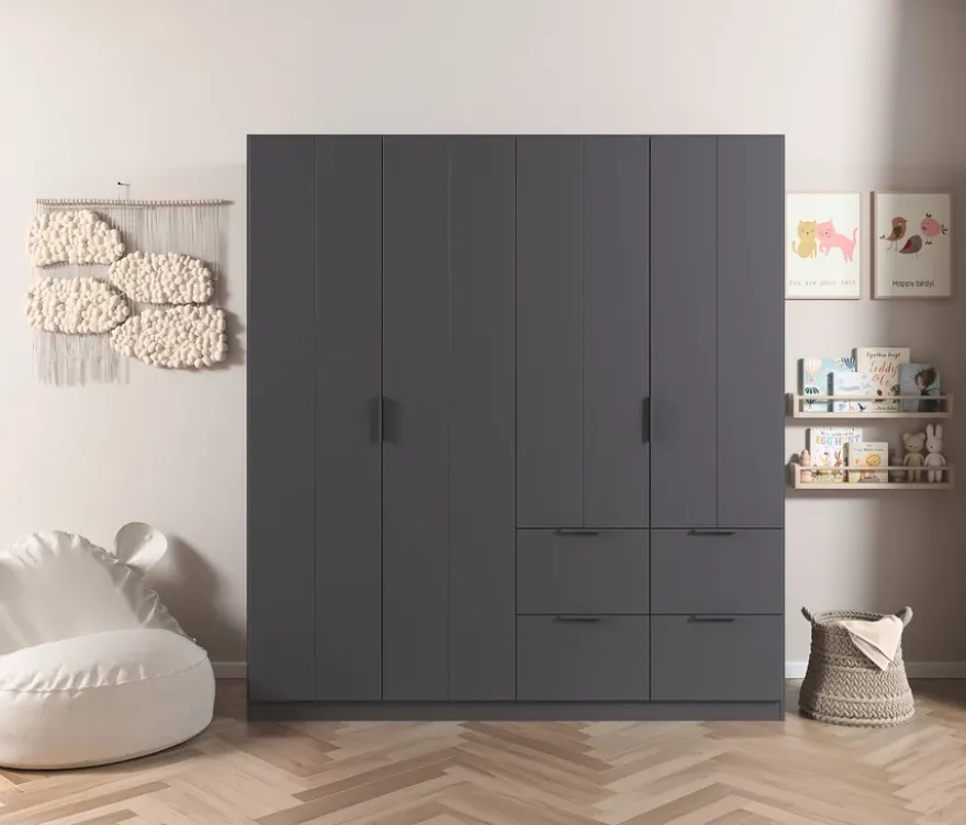 rauch Kleiderschrank »Ella«, 4-türig, grau metallic