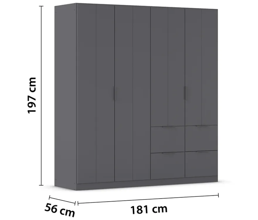 rauch Kleiderschrank »Ella«, 4-türig, grau metallic