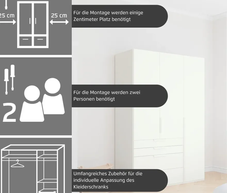 rauch Kleiderschrank »Purisma« mit umfangreicher Innenausstattung und Spiegel, 4-türig
