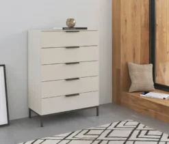 rauch Kommode »Flipp« mit Fußgestell, 5 Schubladen, 80 cm, beige-champagnerfarben