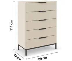 rauch Kommode »Flipp« mit Fußgestell, 5 Schubladen, 80 cm, beige-champagnerfarben