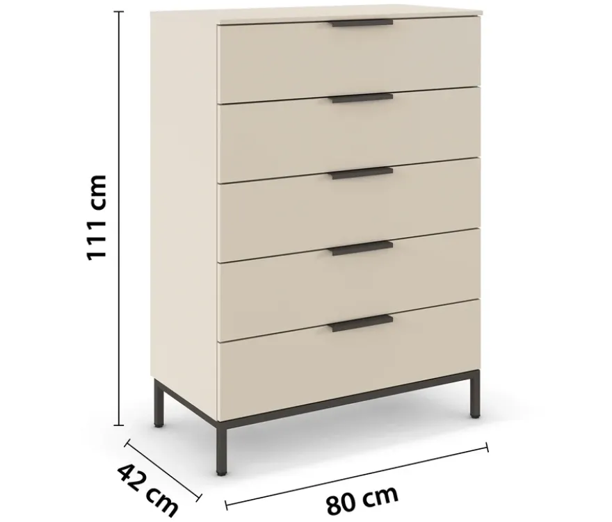rauch Kommode »Flipp« mit Fußgestell, 5 Schubladen, 80 cm, beige-champagnerfarben