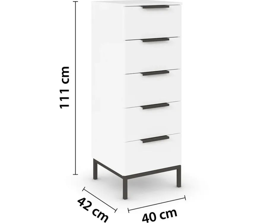 rauch Kommode »Flipp« mit Fußgestell, 5 Schubladen, 40 cm, weiß