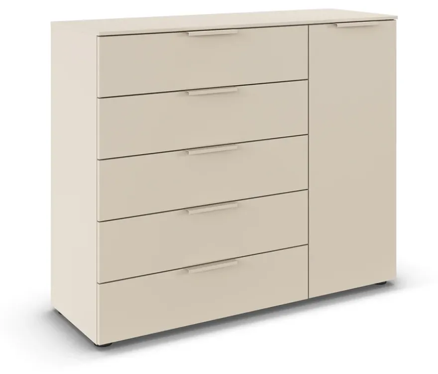rauch Kommode »Flipp«, 1 Tür, 5 Schubladen mit Soft-Close, beige/champagner