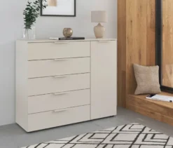 rauch Kommode »Flipp«, 1 Tür, 5 Schubladen mit Soft-Close, beige/champagner