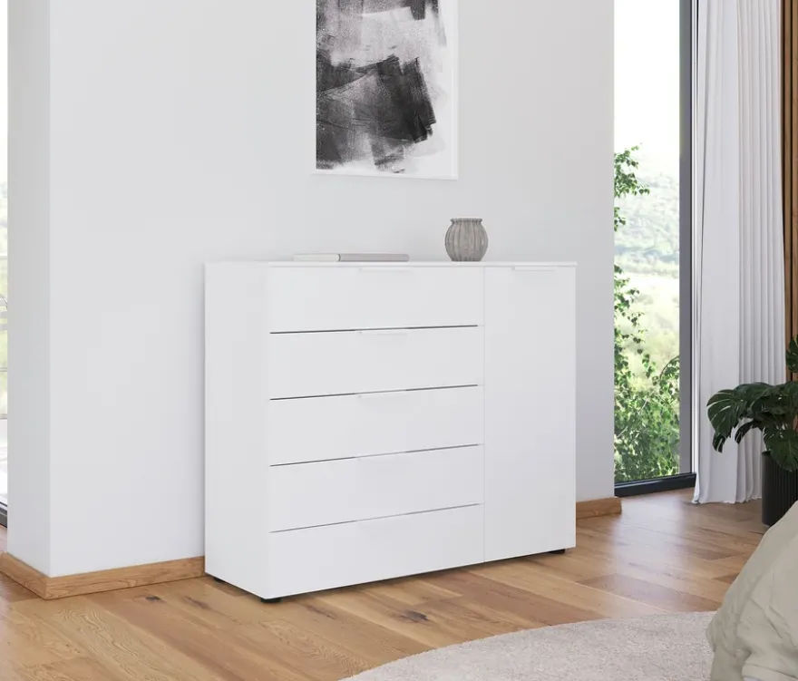 rauch Kommode »Flipp«, 1 Tür, 5 Schubladen mit Soft-Close, weiß