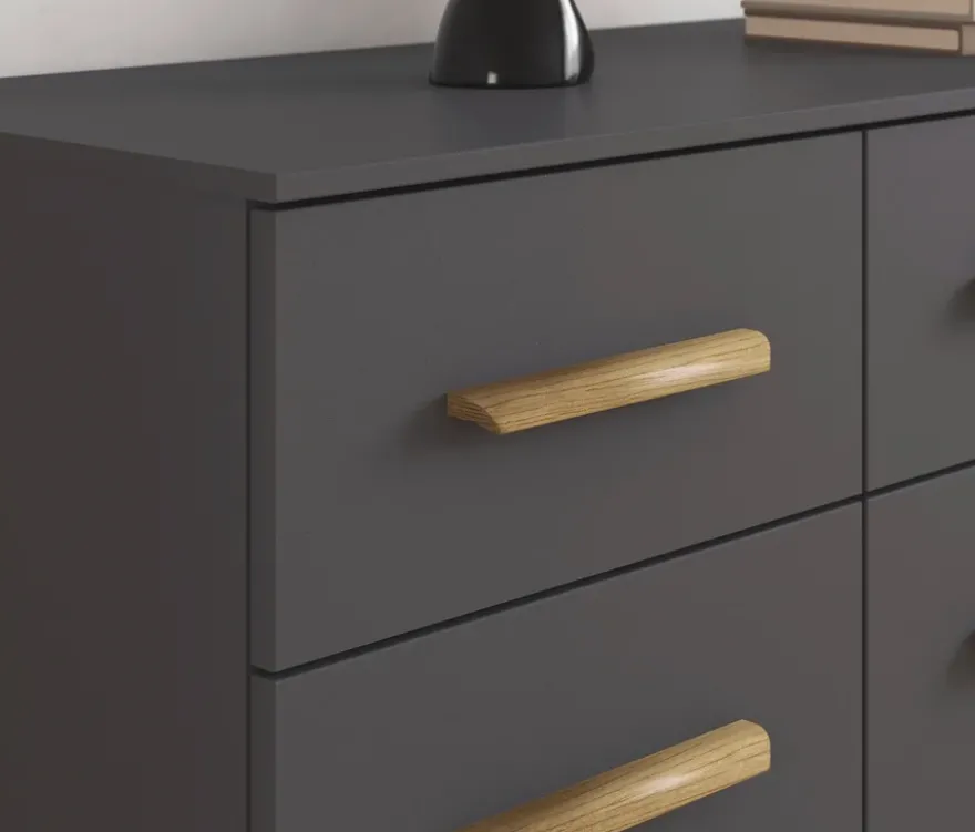 rauch Kommode »Skandi«, mit 3 Schubladen und Türen, grau metallic