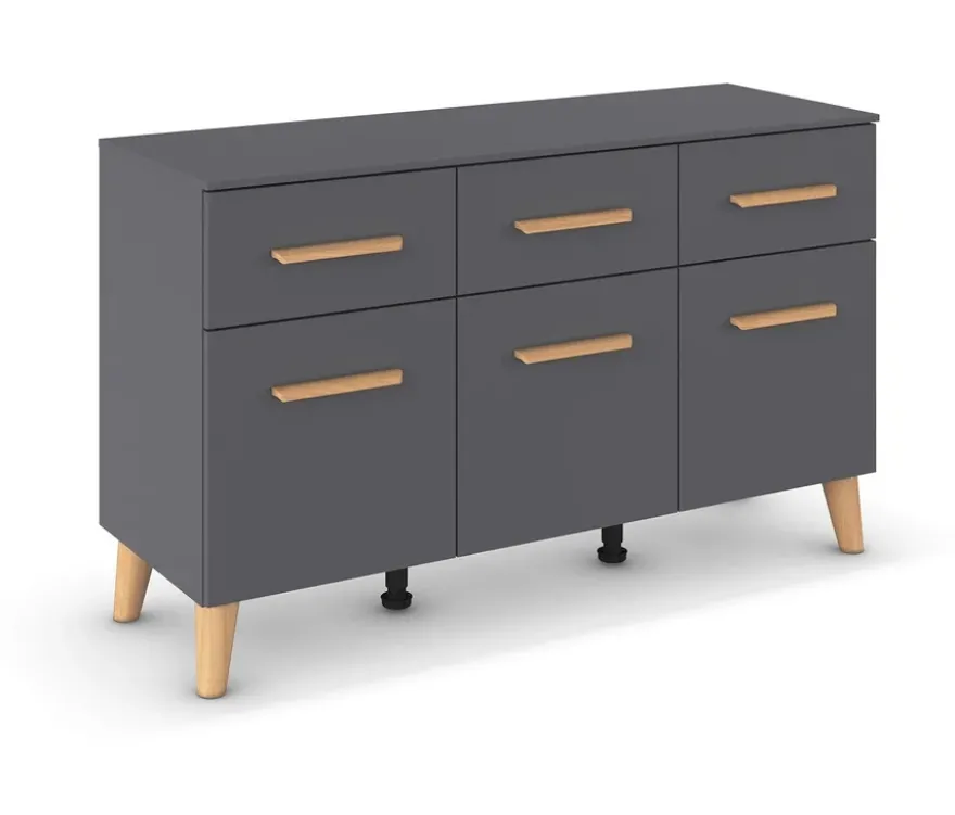rauch Kommode »Skandi«, mit 3 Schubladen und Türen, grau metallic