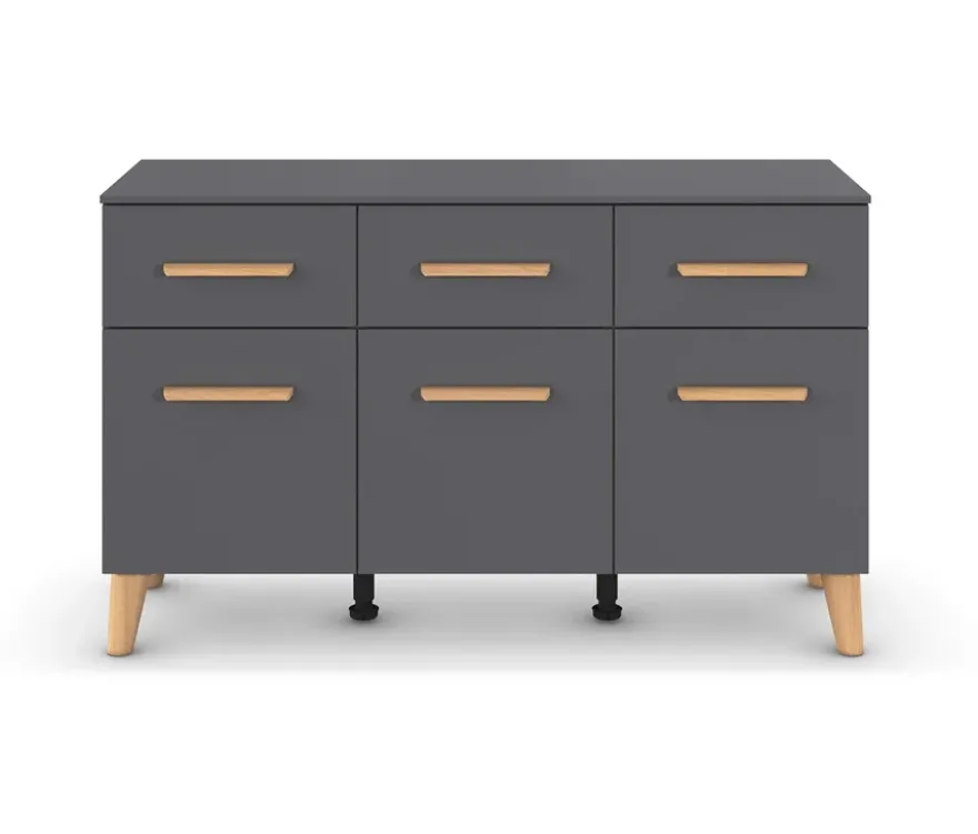 rauch Kommode »Skandi«, mit 3 Schubladen und Türen, grau metallic