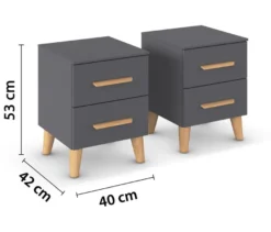 rauch Nachttisch-Paar »Skandi«, je 2 Schubladen, grau metallic