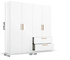 rauch Schlafzimmer-Set »Skandi« mit Bett, Nachttisch, Kleiderschrank und Kommode, weiß