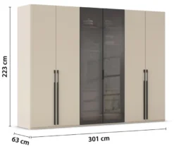 rauch Schrank »Skat Shine«, 6-türig mit Glasrahmentüren, beige/champagner
