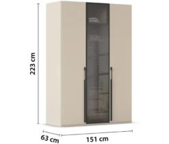 rauch Schrank »Skat Shine«, 3-türig mit Glasrahmentür, beige/champagner