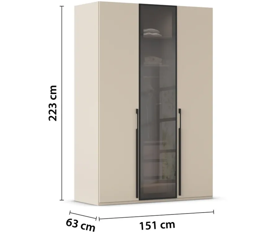 rauch Schrank »Skat Shine«, 3-türig mit Glasrahmentür, beige/champagner