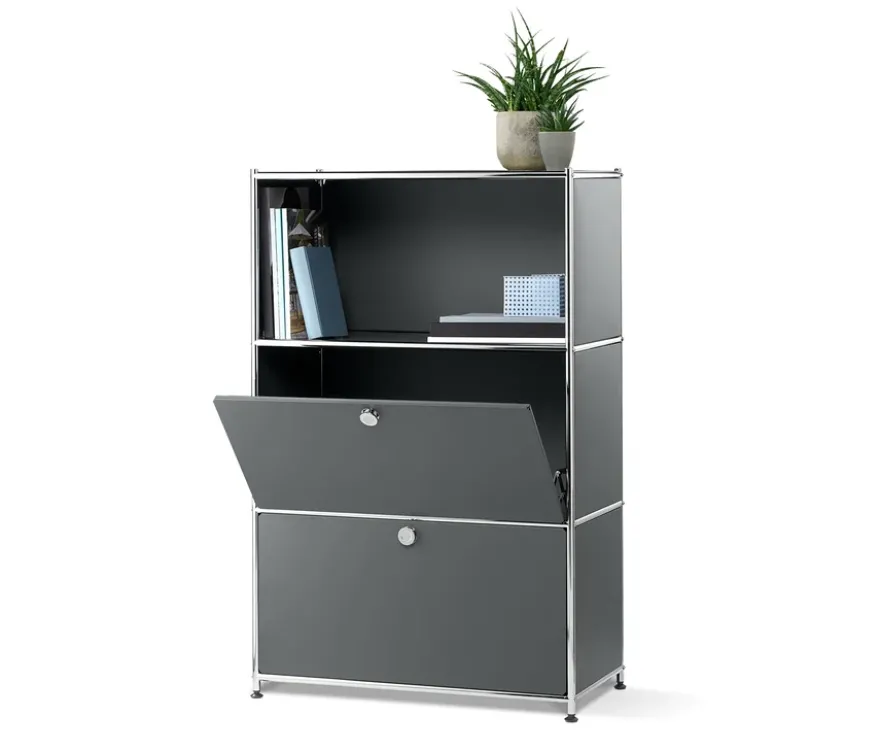 Regal Metall »CN3« mit 2 Klappenfächern, grau