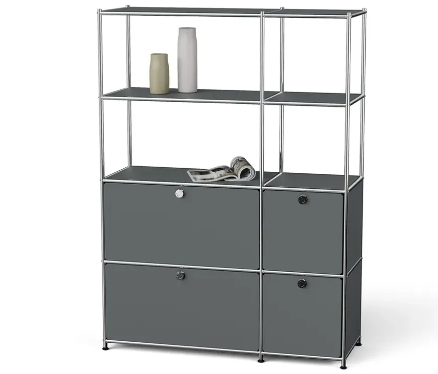 Regal Metall »CN3« mit 4 Klappenfächern, grau