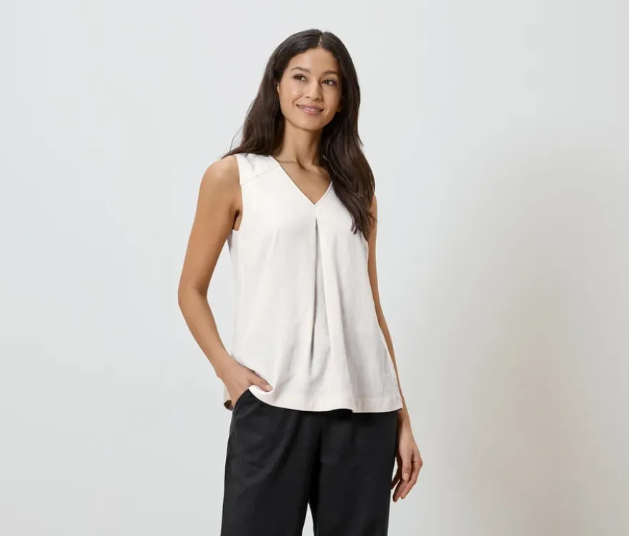 Ärmellose Leinenbluse, creme