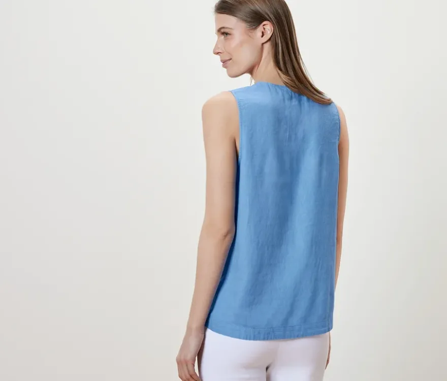 Ärmellose Leinenbluse, hellblau